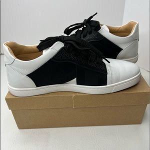 Christian Louboutin white black bandaged lace up sneakers size 39.5/9.5